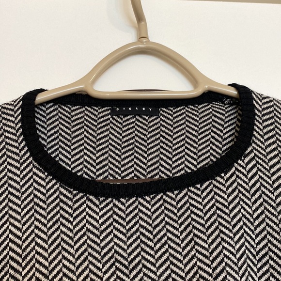 Sisley sweater US XS herringbone x black, wool blend - Picture 2 of 3